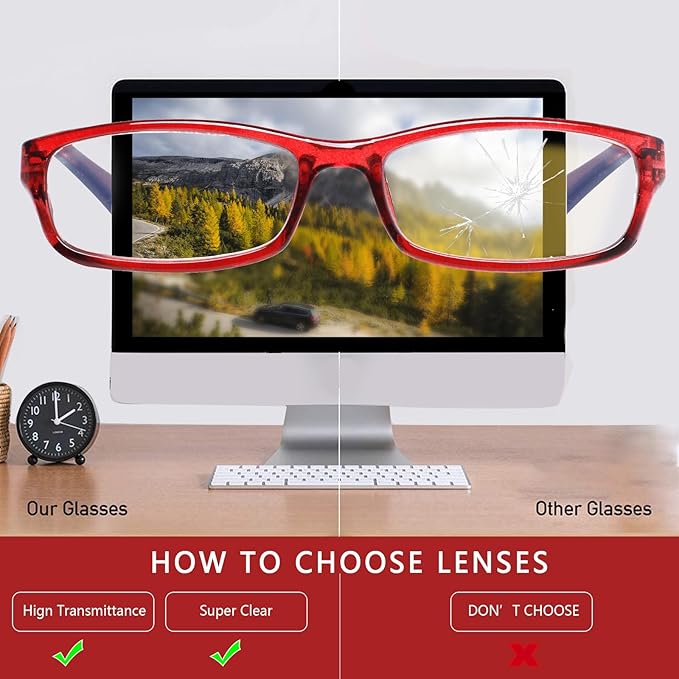 Kerecsen Computer Reading Glasses for Women Blue Light Blocking Glasses for Reading Fashion Pattern Print Eyeglasses for Womens(Mix Color -7, 1.00)