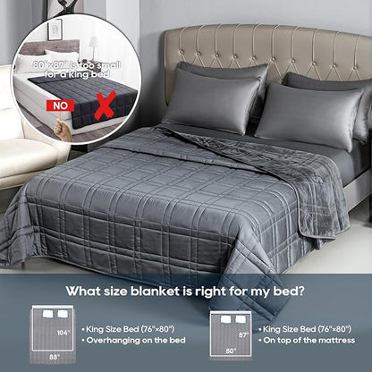 Double-Sided Weighted Blanket King Size 30lbs(88''x104'', All Season Use), Warm Short Plush and Cool Tencel Reversible Weighted Blanket, California King Size for Adults & Couple - Carry Bag Included
