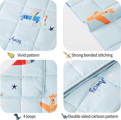 HOSUKKO Weighted Blanket - 2 lbs Blue Airplane Heavy Blanket - Small Size Breathable Blanket(19 * 21 inches, 2 lbs)
