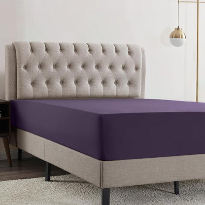 Empyrean 4 Pack Full Fitted Sheets - Deep Pocket, Fits 14-16 Inch Mattress, Ultra Soft Microfiber, Wrinkle-Resistant, Shrinkproof & Fade Resistant Sheets for Full Size Beds, Purple