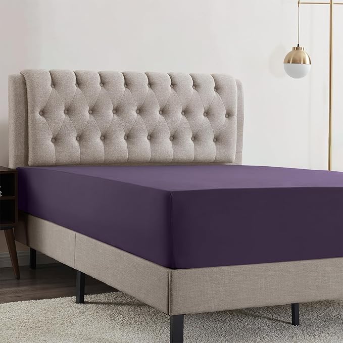 Empyrean 2 Pack Twin XL Fitted Sheets - Deep Pocket 14-16 Inch, Ultra Soft Microfiber, Fade Resistant, Shrinkproof, Wrinkle-Free Sheets for College Dorms & Home, Purple