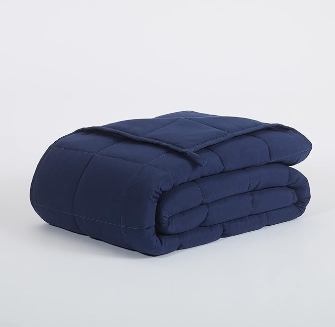 SERTA Zen Rest Wrinkle Resistant Adult Heavy Weighted Throw Blanket Filled with Glass Beads, 12 lbs (48 in x 72 in), Navy