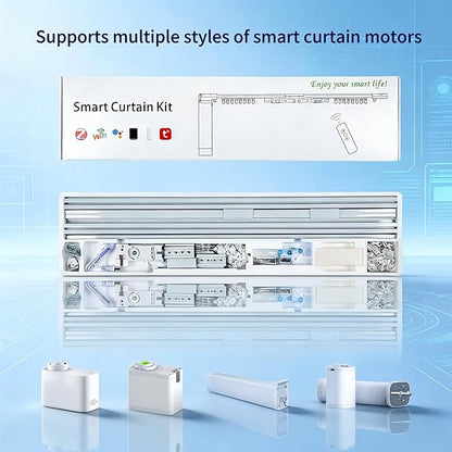 Smart Curtains, Universal Electric Curtain Accessories Installation Kit, Aluminum Alloy Thickened Silent Track 88.6''(2.2m), Including a Complete Set of Accessories, Excluding Curtain Motor