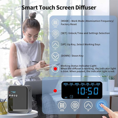 Smart Scent Air Machine for Home,1500 Sq. Ft Coverage Waterless Essential Oil Diffuser with Cold Air Diffuser with App Control,Hotel,Spa, Office Collection Diffuser, Waterless Whole House (Black)