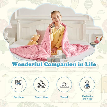 CuteKing Weighted Blanket - Weighted Blanket with Premium Glass Beads - Heavy Blanket Crystal Velvet for Comfort Sleep - Thick Blanket All Season (10lbs, 48"x72", Pink Bubble)