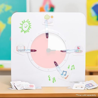 Visual Schedule Accessory for TIME Timer 8 inch Visual Timer - Dry Erase Board with Caddy, whiteboard Marker, and Pecs Cards - for Kids Classroom, Task Reminder, Routine Timer (Timer not Included)