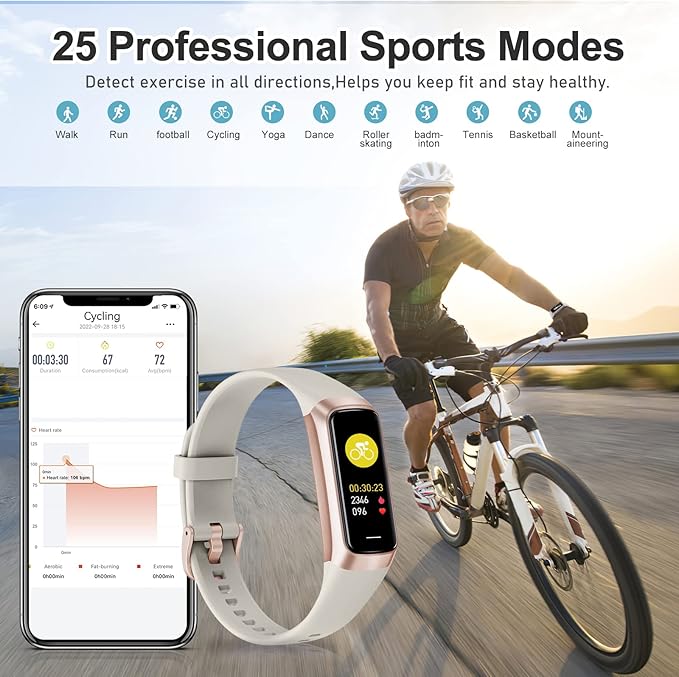 Fitness Tracker with 24/7 Heart Rate, Blood Oxygen Blood Pressure Sleep Monitor, Activity Trackers 5 ATM Waterproof,Step Calorie Counter Pedometer Health Smart Watch for Women Men