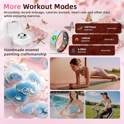 Smart Ring Men & Women Ring Sleep Tracker Pedometer Long Battery Life No Subscription Fee, IP68 Waterproof (Blue, 6)