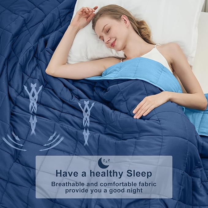 Blue Weighted Blanket for Adults 20lbs, 80"x87", King Size Cooling Heavy Throw Blanket for 130-220lbs, Microfiber Soft Thick Big Blankets Weighted Comforter Gift for Sleeping