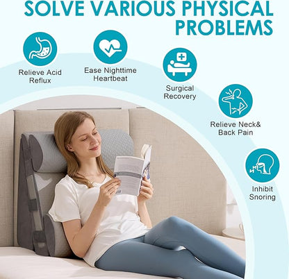 4Pcs Wedge Pillow Set for After Surgery,Acid Reflux Relief, Adjustable Bed Wedge Pillows for Sleeping,Anti Snore, Memory Foam Triangle Pillow for Back&Neck&Shoulder Pain Relief, Grey