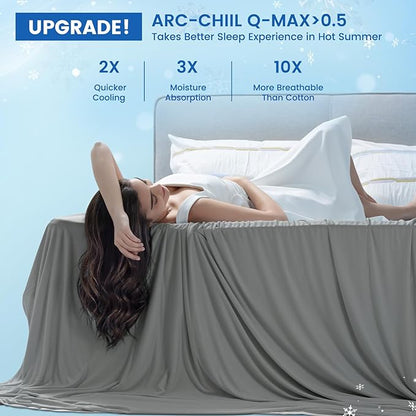 PHF Double Cooling Blanket for Hot Sleepers Queen Size, Arc-Chill Q-Max>0.5 with Double Cooling, Summer Blanket Absorbs Heat to Keep Cool All Night for Night Sweats (Charcoal Grey, 90''x90'')