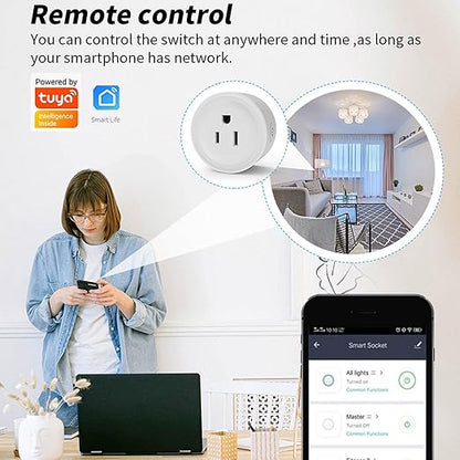 Mengshen 2 Pack Smart Plug 16A Smart Outlet WiFi Socket with Tuya App Remote Control Compatible with Alexa Google Home 16A Smart Life Plug with Timer Function 2.4GHz WiFi Only