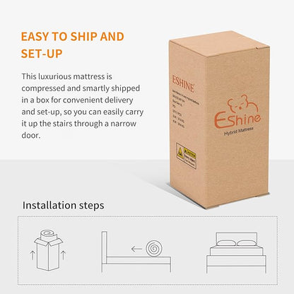 ESHINE Adjustable Bed Frame with Matt Queen(Medium Soft), Memory Foam Hybrid 14 Inch Matt, Bluetooth App Control, Wireless Remote, 5 Minutes Installation, Head and Foot Incline, 2000 Series