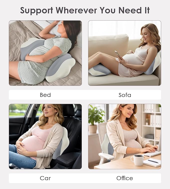 DONAMA Memory Foam Pregnancy Pillow- with Adjustable Air Bag for Back/Legs/Belly/HIPS Support, W-Shaped Pregnancy Wedge Pillows for Sleeping, Cooling Maternity Body Pillow for Pregnant Women
