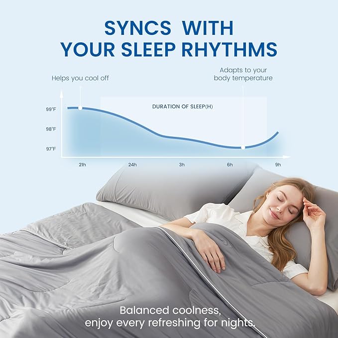Cozy Bliss Deluxe Dual-Sided Cooling Comforter Queen Size, Ultra-Soft Lightweight Breathable Silky Cooling Blankets with Q-Max>0.45 for Bedroom, Hot Sleepers & Night Sweats, Dark Grey, 90"x90"