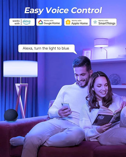 Matter E12 Candelabra Smart Bulb - No Dedicated App Needed, Compatible with Apple Home, Alexa & Google. RGBCW Color & Tunable White for Bedroom Lamps, Living Room & Home Office Lighting(2 Pack)