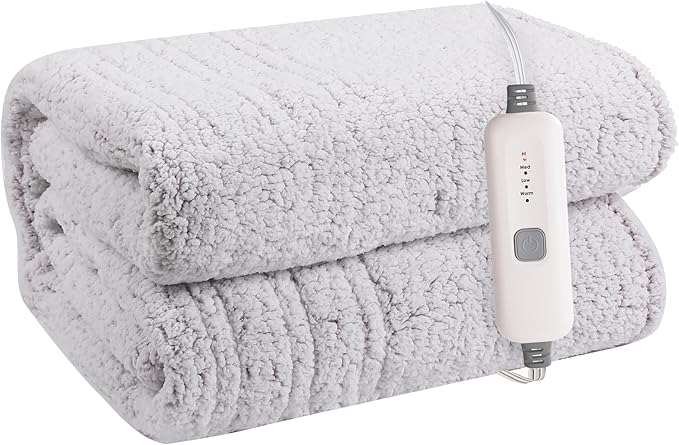 Electric Heated Blanket 72"x84" Full Size Sherpa Fleece - 4 Heat Settings & 10H Auto Shut Off for Safe Overnight Use, Fast Heating, Machine Washable for Bed, Couch, Office - Light Pink
