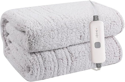 Electric Heated Blanket 72"x84" Full Size Sherpa Fleece - 4 Heat Settings & 10H Auto Shut Off for Safe Overnight Use, Fast Heating, Machine Washable for Bed, Couch, Office - Light Pink