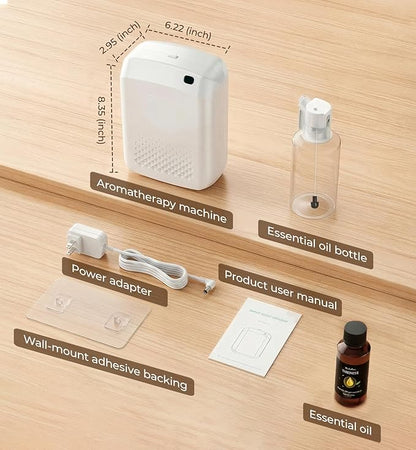 Waterless Essential Oil Diffuser, 2500 Sq.Ft Coverage, Bluetooth App Control, No-Noise Wall-Mounted Aroma Diffuser, 400ml, Perfect for Home, Hotel & Office, Valentines Day Gift, White