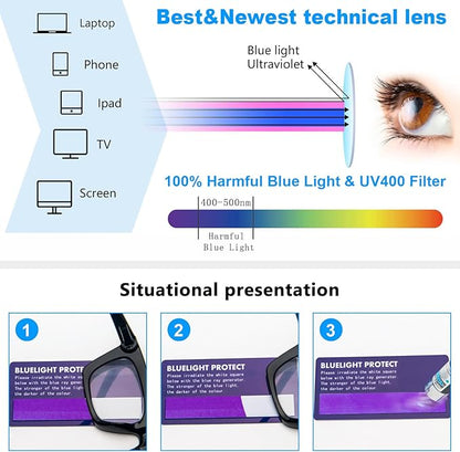 REAVEE Oprah Style Reading Glasses for Women, Blue Light Blocking Stylish Oversized Computer Readers Spring Hinge
