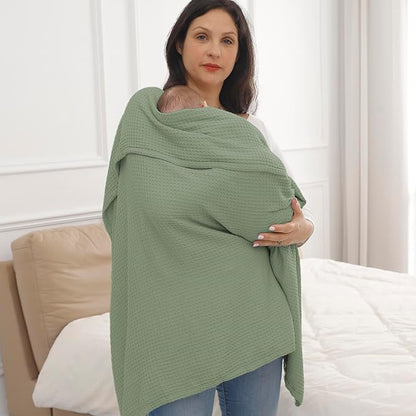 36” X 40” Inches Cooling Baby Waffle Weave Blanket, Ultra-Soft Lightweight Receiving Blanket for Newborn, Breathable Comfortable Baby Swaddle Blanket for Boys and Girls(Sage)