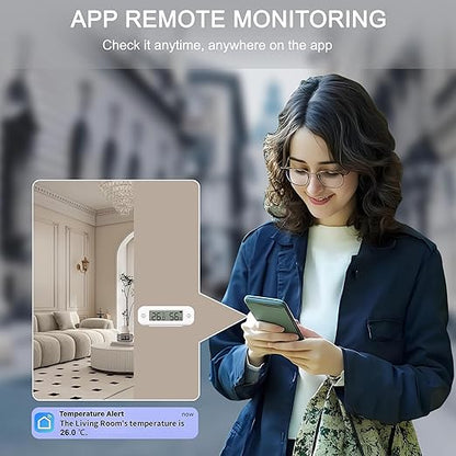 WiFi Thermometer Hygrometer Indoor: Smart Temperature Sensor, Digital Temperature Humidity Monitor with Smart App & Data Recording, Compatible with Alexa, for Bedroom Greenhouse Cellar (2 Pack)