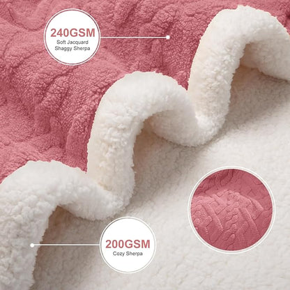 Queen Size Electric Blanket 84"X90" Pink - Soft Thick Warm Sherpa Heated Blanket for Winter with Dual Control, 5 Heating Levels & 10hrs Auto Off for Women, Overheat Protection for Bed