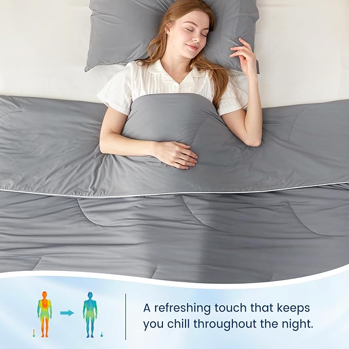 Cozy Bliss Deluxe Dual-Sided Cooling Comforter Cali King Size, Ultra-Soft Lightweight Breathable Silky Cooling Blankets with Q-Max>0.45 for Bedroom, Hot Sleepers & Night Sweats, Dark Grey, 106"x96"