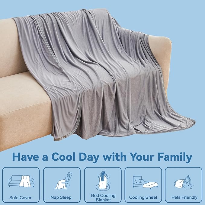 Ailemei Direct Cooling Throw Blanket for Couch, Double-Sided Summer Cooling Blankets for Hot Sleepers, Lightweight Ice Cool Blanket to Relieve Hot Flashes, Breathable Bed Cold Blankets for Sleeping
