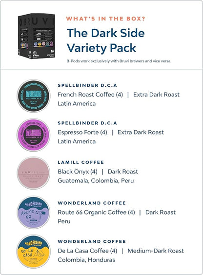 BRUVI The Dark Roast Bundle | Gen 3 Single-Serve Coffee System | Cream Color | Includes 20 Dark Roast Coffee and Espresso B-Pods