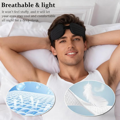 100% Blackout Sleep Eye Mask for Women Men, Zero Pressure Sleeping Mask - Sleeping Mask and Eyelash Friendly Night Blindfold, Adjustable Ultra Soft Comfortable for Dry Eye Mask (Gray)