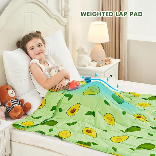yescool Weighted Blanket 10 Pounds Cooling Weighted Lap Blanket, Green Avocados Heavy Blanket for Sleeping, Breathable Weighted Throw Blanket Gift for 80-110lbs, 40"x60"