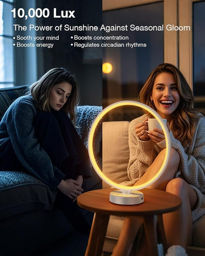 Sun Lamp 10000 Lux Light Therapy Lamp, UV-Free with Remote Control, 3 Color Temperatures, 4 Bright Levels & Timer, Seasonal Sunlight for Home, Office