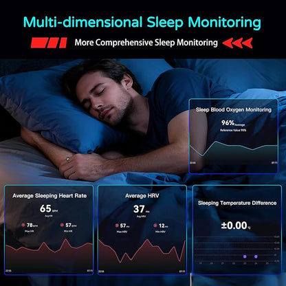 Smart Ring for Women Men, Tungsten Steel Fitness Tracker Ring with Sleep Monitoring, Heart Rate, Step Counting, IP68 Waterproof for iPhone and Android, No Subscription Fee