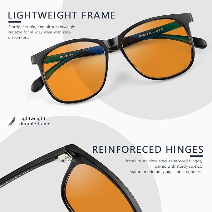Sleep Blue Light Blocking Glasses for Men and Women, Computer Gaming Glasses Anti Eyestrain & UV Glare