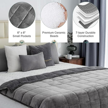 Lofus Weighted Blanket for Adults(15 lbs, 60" x 80"), Queen Size Heavy Blanket Machine Washable, Soft Weighted Blankets for Stress Relief and Sleep Promotion-Grey