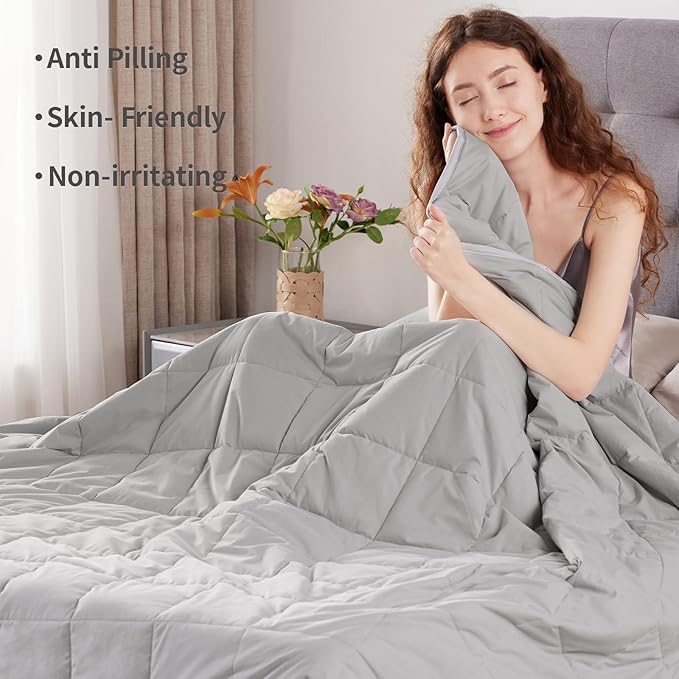 anfie Weighted Blanket King/Queen Size for Adults (80"x87" 20lbs Grey),Cooling Heavy Blanket for Sleeping Perfect for 190-210 lbs, Breathable Blanket for Adults & Couple All Season, Machine Washable