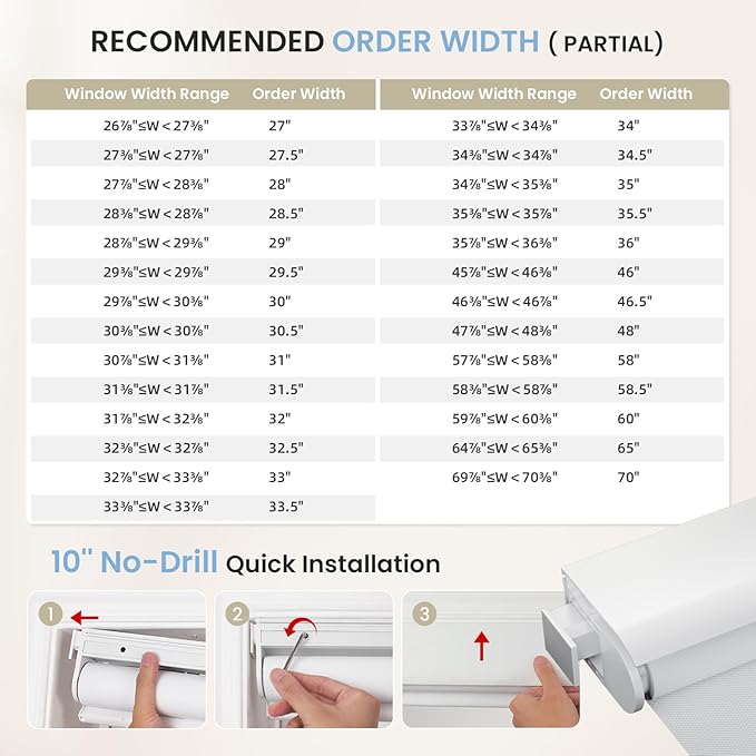 Grandekor No-Drill No Tools Motorized Blinds with Remote | 35x36 White Electric Blackout Smart Roller Shade/APP/Voice Control-for Home Office, Living Room