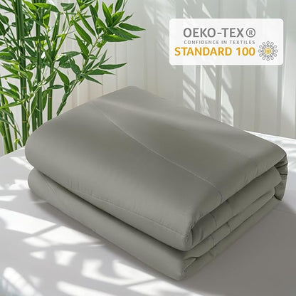Rwlvpe Cooling Comforter Queen Size, 100% Rayon Derived from Bamboo Shell, Cooling Blanket for Hot Sleepers, Q-Max>0.48 Breathable Bamboo Fill Duvet Insert (90"x90", Grey)