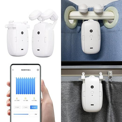 Automatic Curtain Opener and Closer - Smart Curtain Opener Robot Roman Pole U and I Shape Rail 2-in-1, APP Voice Remote Control for Home Office