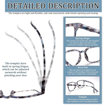 5 Pack Reading Glasses Blue Light Blocking for Women,Computer Readers with Spring Hinge