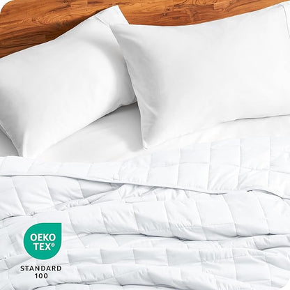 Bare Home Weighted Blanket Queen Size 20lb (60" x 80") for Adults - All-Natural 100% Cotton - Premium Heavy Blanket Nontoxic Glass Beads (White, 60"x80")
