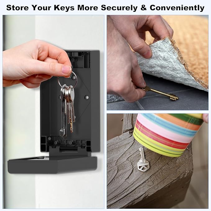 Smart Lock Box Fingerprint APP Bluetooth eLinksmart Electronic Key Safe with Digital Code, Weatherproof for Outdoor Wall/Door Mount - Large Capacity Key Hider for Realtors Airbnb Hosts Garage Security