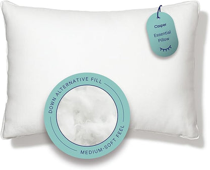 Casper Essential Pillow for Sleeping, Standard, White, Two Pack
