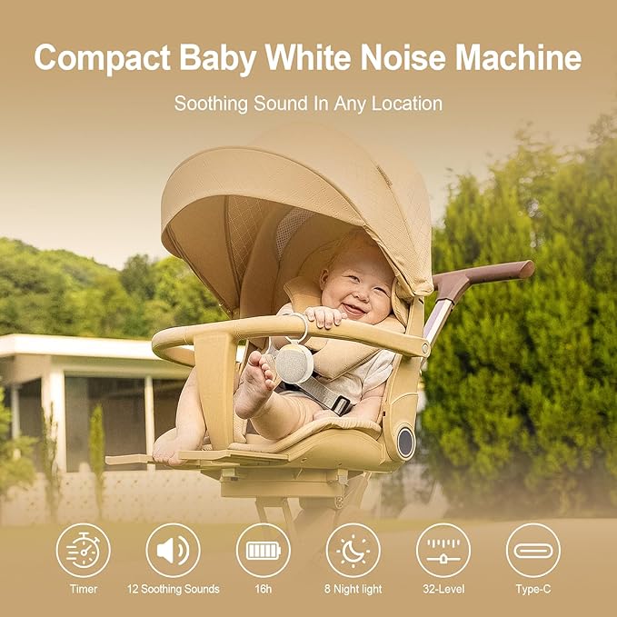 Hotmoon Portable White Noise Sound Machine Omini SE | 12 Soothing Sounds | 8 Night Light Colors | 4 Timers | Rechargeable Battery | Memory Function | for Home, Travel, Nursery Gift for New Mom & Baby