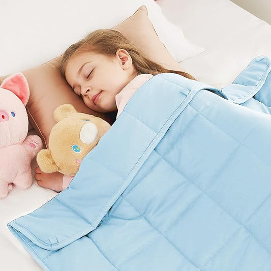 CuteKing Weighted Blanket - Weighted Blanket with Premium Glass Beads - Breathable Heavy Blanket for Comfort Sleep - Thick Blanket All Season (10lbs, 50"x60", Light Blue)