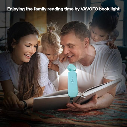 VAVOFO USB Rechargeable Book Light, Blue Light Blocking, Amber Light Clip On Bookmark Shaped Reading Light, Eye Care 6 LEDs Book Light for Bookworms Reading in Bed with 9 Lighting Modes (Powder Green)