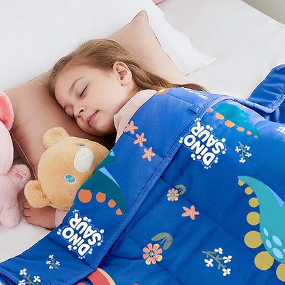 HOSUKKO Weighted Blanket - 7 lbs Blue Dinosaur Heavy Blanket - Breathable Blanket(41 * 60 inches, 7 lbs)