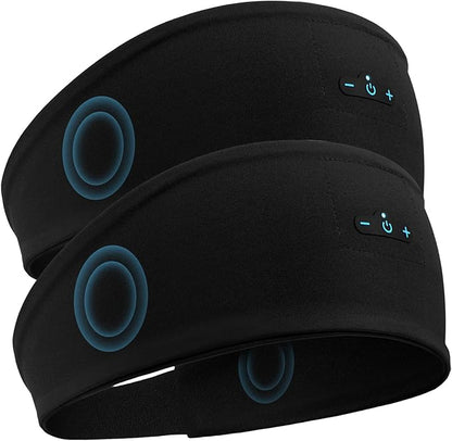 Sleep Headphones Bluetooth Headband for Side Sleeper 2 Pack, 17H Playtime, Wireless Headband Headphones with HD Stereo Speakers for Workout,Running,Yoga, Ideal Gifts for Men, Women, Teens, Black × 2
