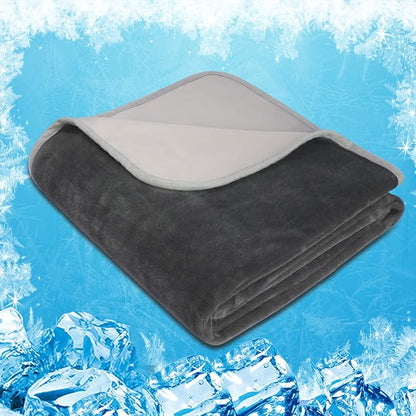 Cooling Blankets for Hot Sleepers - Double-Sided Soft Bed Throw Summer Blankets, Q-Max>0.4 Technology Fabric, Breathable Cold Bed Blanket for Night Sweats Sofa Home Office - 59"x79", Gray
